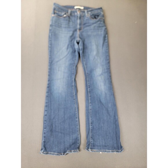 Levi's 726 Flare Jeans Womens 29x32 Blue Denim High Rise Medium Wash Distressed - Picture 1 of 15